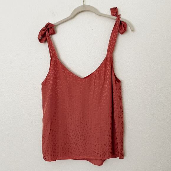 [NAF NAF] Coral Animal Print Shoulder Bow Strap Sleeveless Blouse Size Small S - Picture 2 of 10